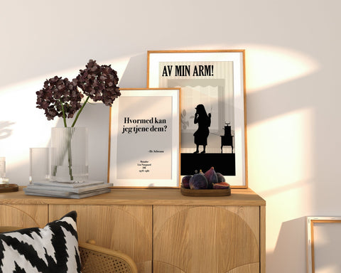 "Hvormed kan jeg tjene Dem?" og "Av min arm" citater fra Matador