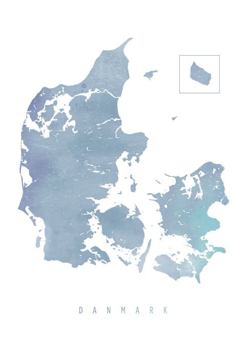 Danmarkskort plakat i farver