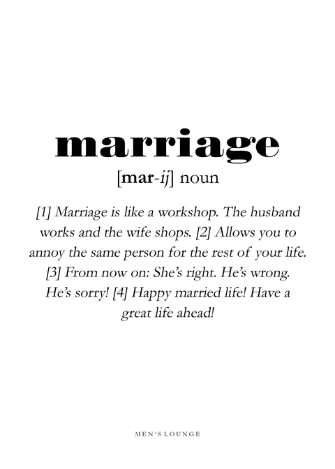 Marriage definition - Men's Lounge plakat