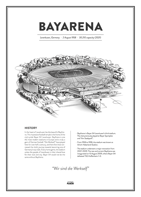 BayArena - Bayer Leverkusen arena - stadionplakat