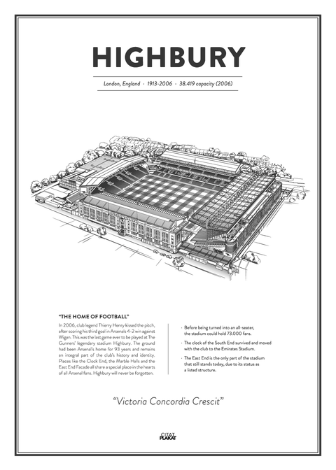 Highbury - Arsenal arena - stadionplakat