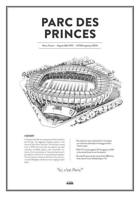 Parc des Princes – Paris Saint-Germain arena - stadionplakat