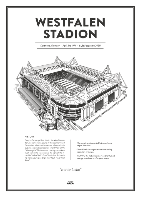 Westfalenstadion - Borussia Dortmund arena - stadionplakat