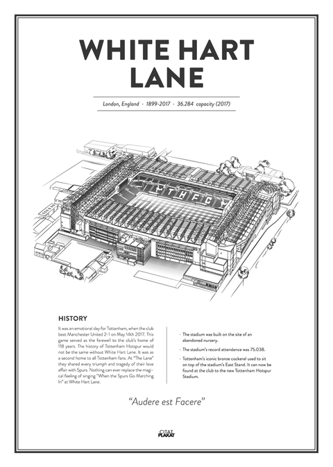 White Hart Lane - Tottenham arena - stadionplakat