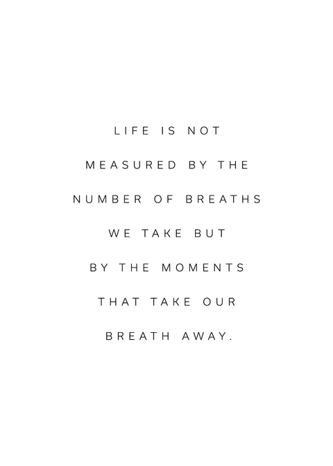 "Life is not measured by the number of breaths we take..." citatplakat