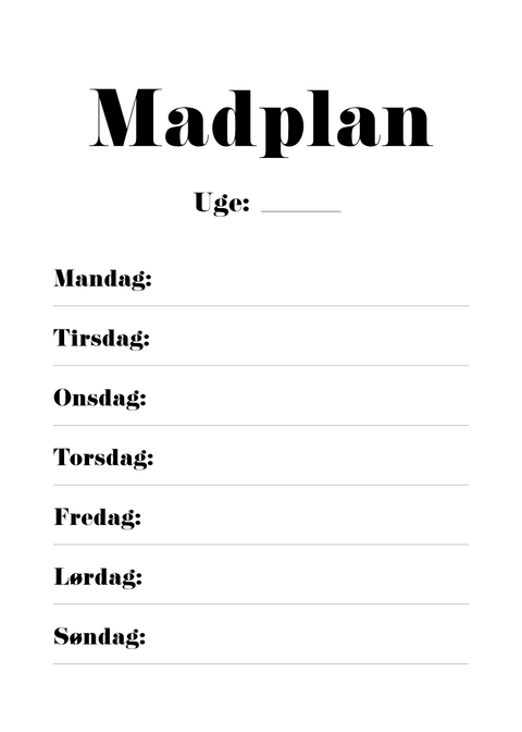 Madplan plakat