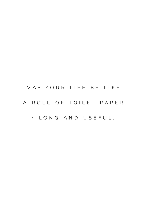 "May your life be like a roll of toilet paper - long and useful" citatplakat