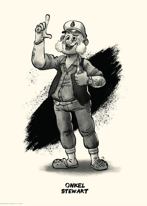 Ternet Ninja - Onkel Stewart - Hvid Plakat