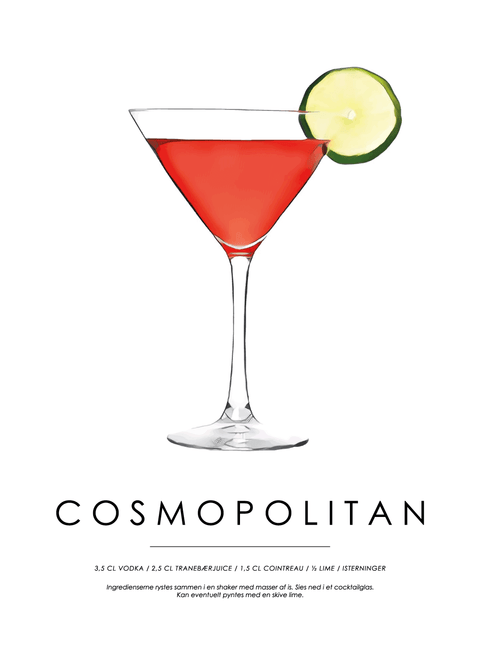 Cosmopolitan opskrift - Cocktail plakat