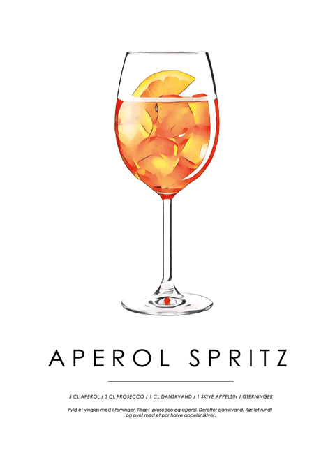 Aperol Spritz opskrift - Cocktail plakat