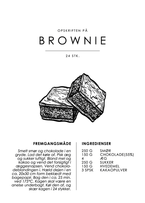 Brownie opskrift - Kage guide plakat