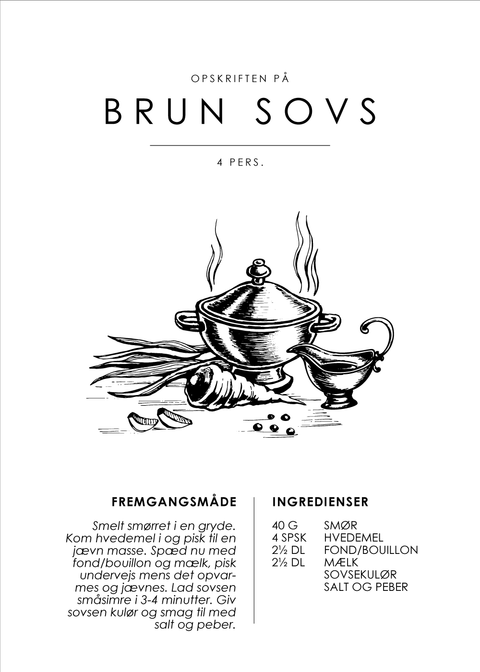 Brun sovs opskrift - Sovse guide plakat