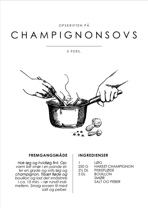 Champignonsovs opskrift - Sovse guide plakat