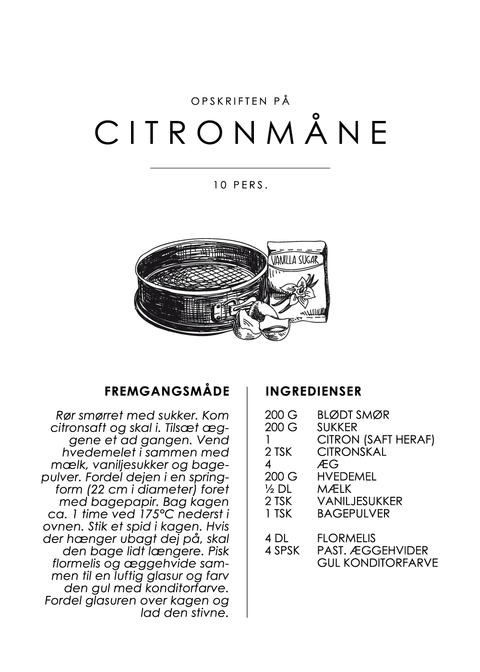 Citronmåne opskrift - Kage guide plakat