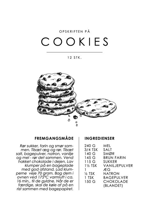 Cookies opskrift - Kage guide plakat