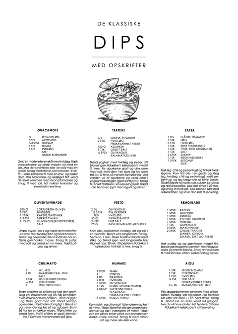 Dip guide plakat - De klassiske opskrifter