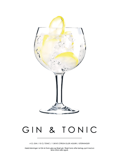 Gin og Tonic - Cocktail plakat