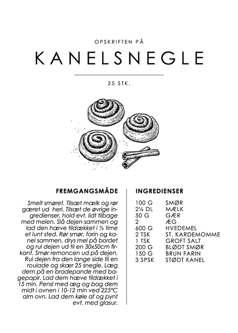 Kanelsnegle opskrift - Kage guide plakat