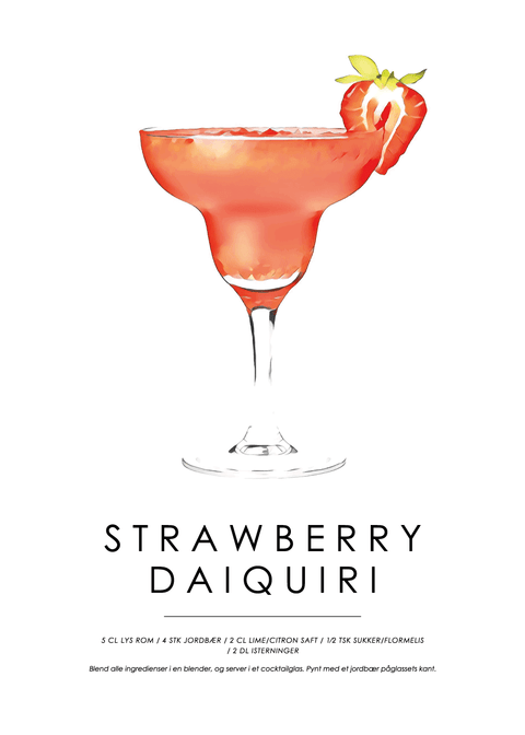 Strawberry Daiquiri opskrift - Cocktail plakat