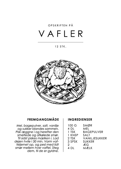 Vafler opskrift - Kage guide plakat