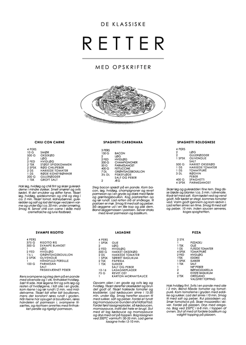Hovedret guide plakat - De klassiske opskrifter