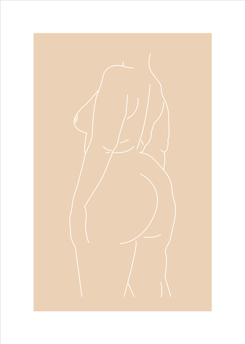 Curvy woman - Body positivity plakat i beige