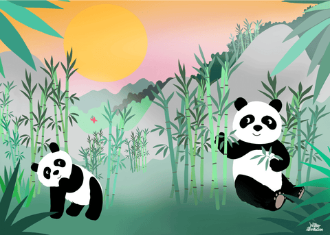 Peaceful pandas - Børneplakat