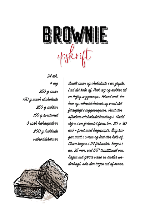 Brownie opskrift - Køkken plakat