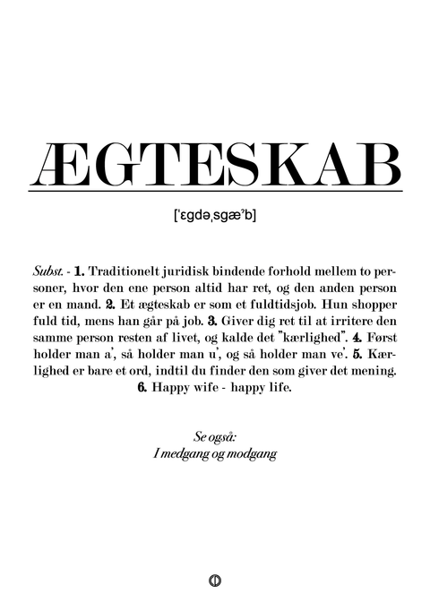 Ægteskab definition - plakat