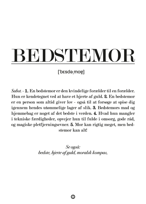 Bedstemor definition - plakat