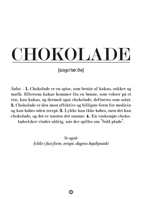 Chokolade definition - plakat