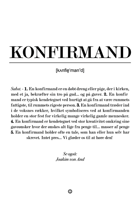 Konfirmand definition - plakat