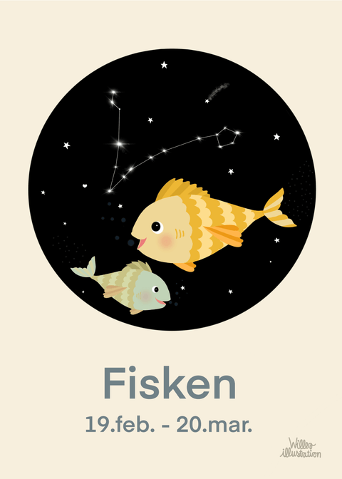 Stjernetegn fisk - Børneplakat