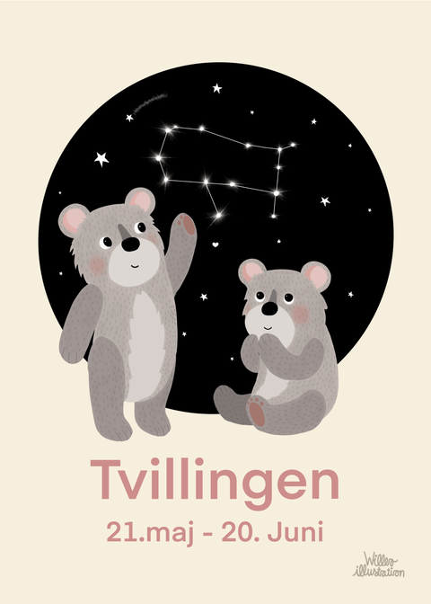 Stjernetegn tvilling - Børneplakat