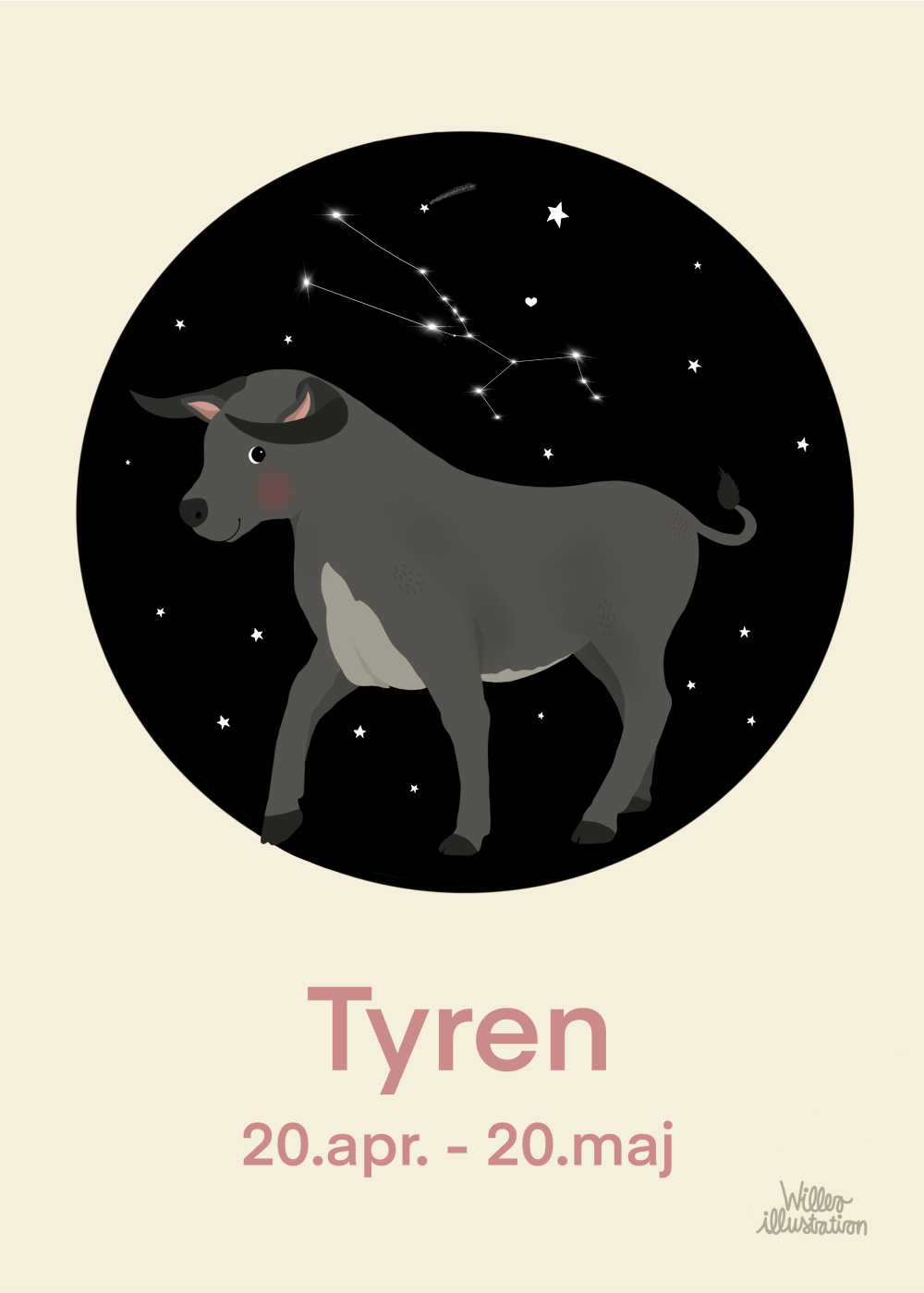 Tyren Stjernetegn tyr - Børneplakat – Citatplakat