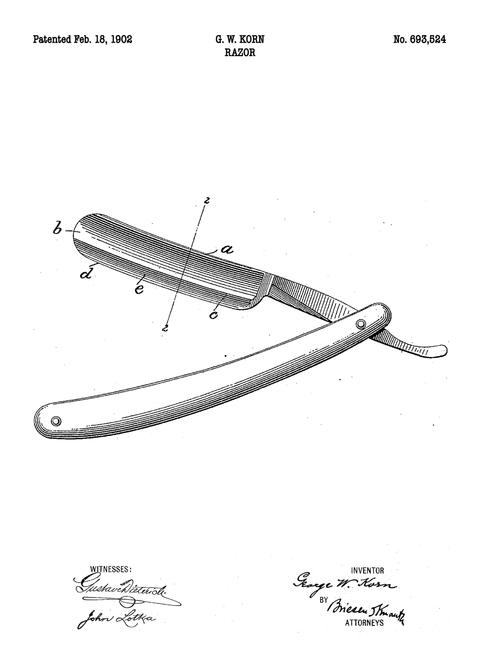 Barberkniv plakat - Original patent tegning