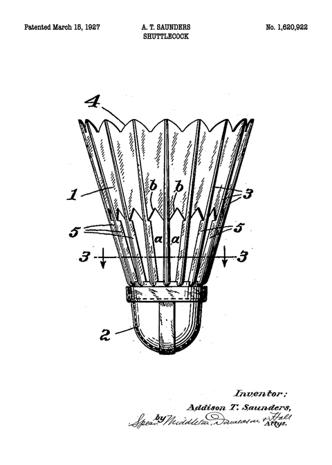 Fjerbold plakat - Original patent tegning