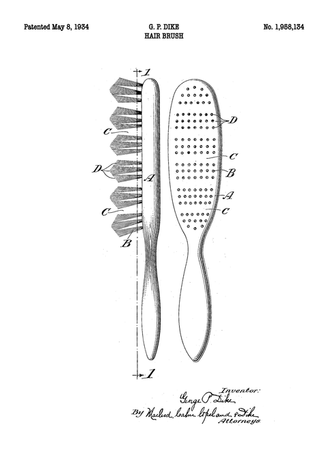 Hårbørste plakat - Original patent tegning