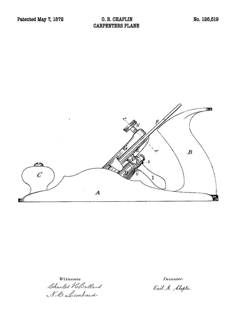 Høvl plakat - Original patent tegning