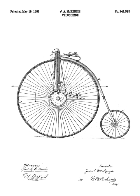 Væltepeter cykel plakat - Original patent tegning