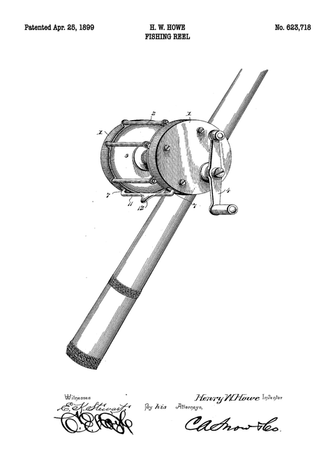 Fiskehjul plakat - Original patent tegning