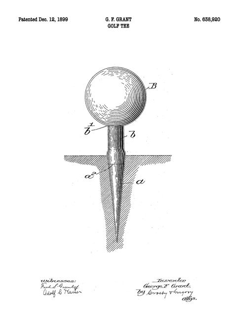 Golf tee plakat - Original patent tegning