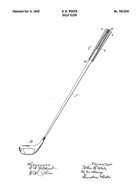 Golfkølle plakat - Original patent tegning