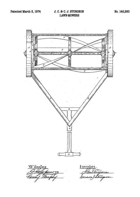 Plæneklipper plakat - Original patent tegning