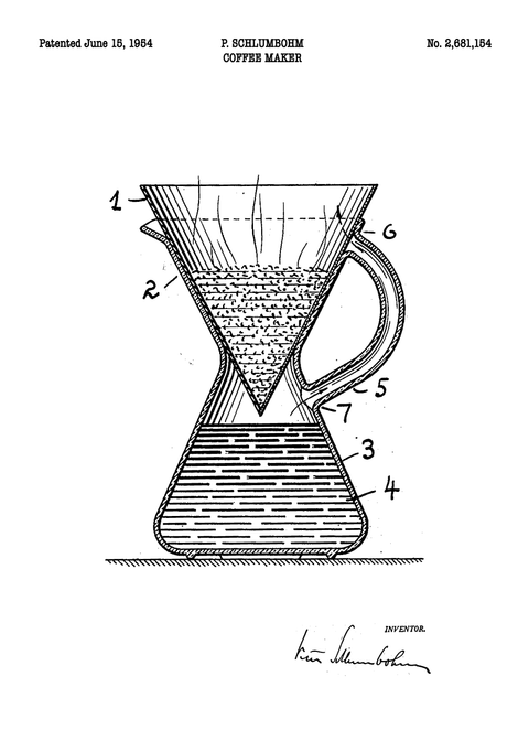 Filterkaffe plakat - Original patent tegning