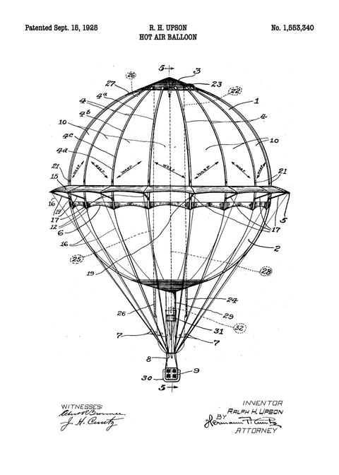 Luftballon plakat - Original patent tegning