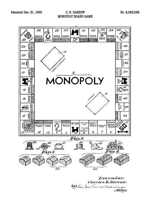 Monopoly plakat - Original patent tegning