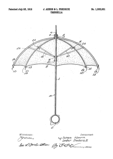 Paraply plakat - Original patent tegning