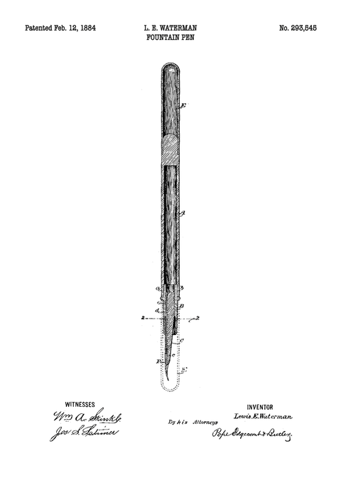 Fyldepen plakat - Original patent tegning