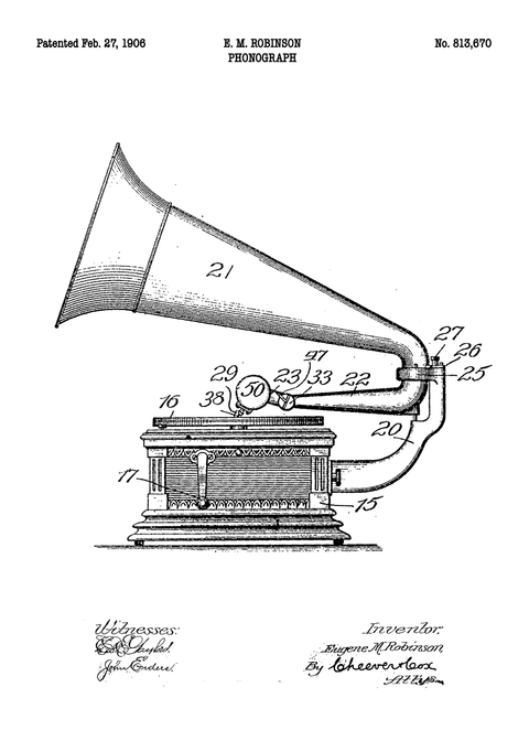 Fonograf plakat - Original patent tegning